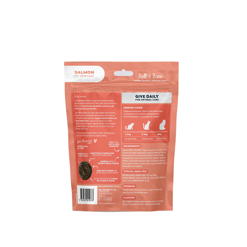 BELL & BONE Dental Bites Salmon With Charcoal Cat Treats 80g - Image 2