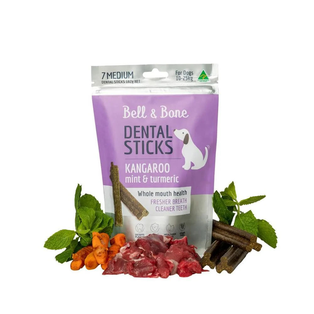 BELL & BONE Kangaroo, Mint & Turmeric Dental Stick Dog Treats 182g (medium) - Image 3