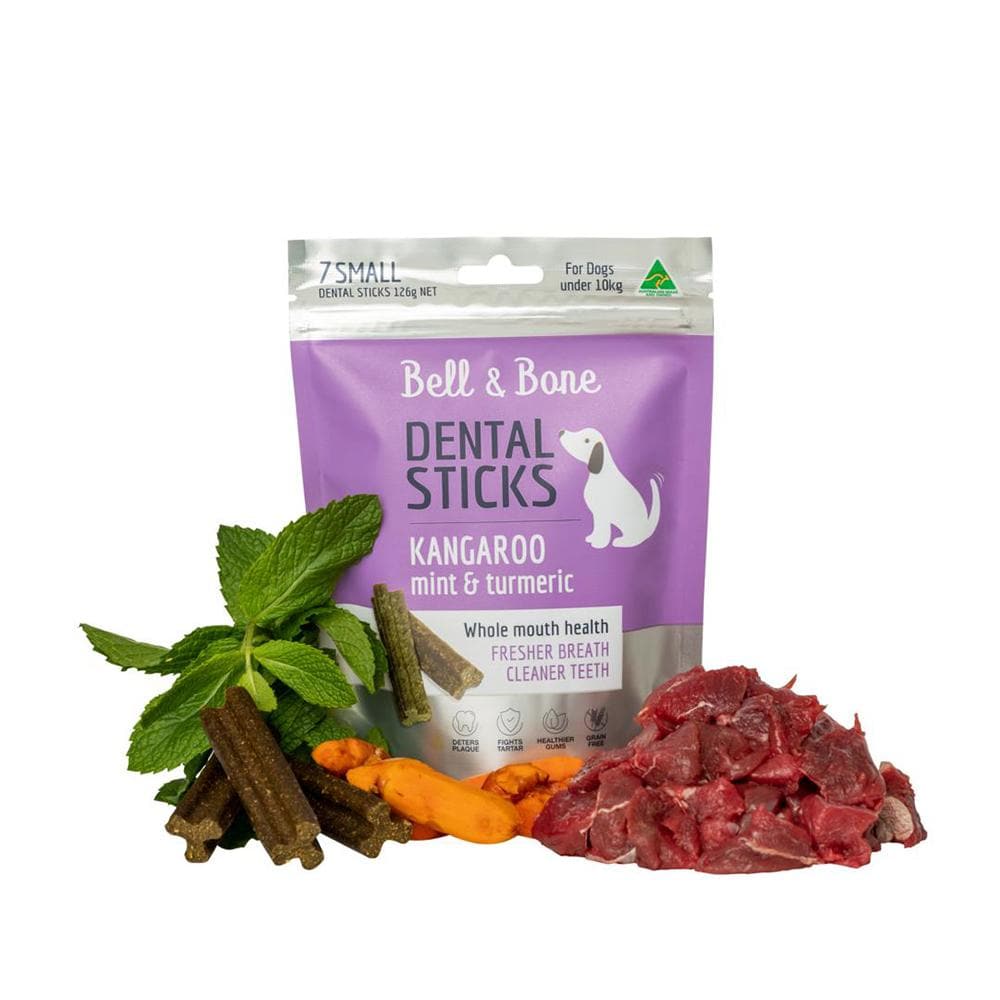 BELL & BONE Kangaroo, Mint & Turmeric Dental Stick Dog Treats 126g (small) - Image 3