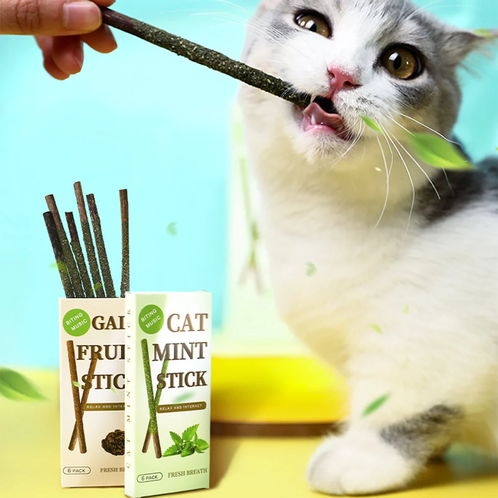BITING MUSIC Green Polygonum Catnip Cat Mint Stick 6 Pack - Image 5