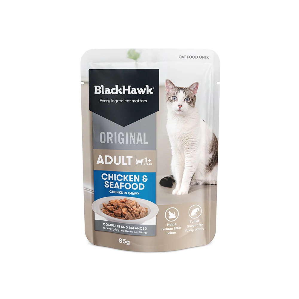 BLACK HAWK Original Chicken & Seafood in Gravy Adult Wet Cat Food - Image 11