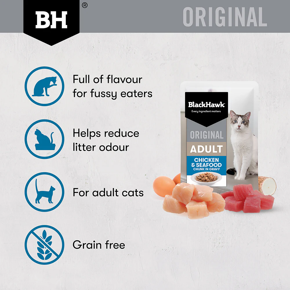 BLACK HAWK Original Chicken & Seafood in Gravy Adult Wet Cat Food - Image 12