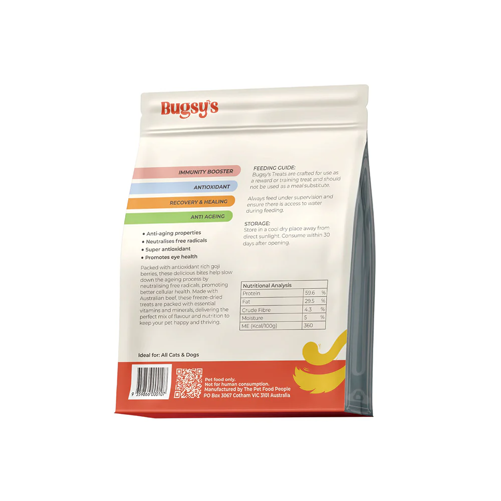 BUGSY'S Freeze Dried Beef & Coji Berry Pet Treats 70g - Image 2