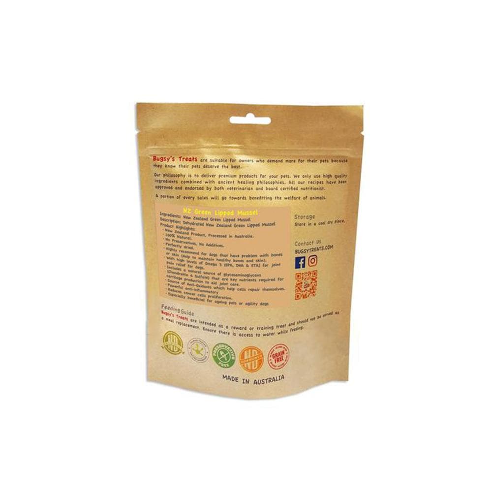 BUGSY'S Dehydrated Green Lipped Mussel Dog Treats 100g - Image 3