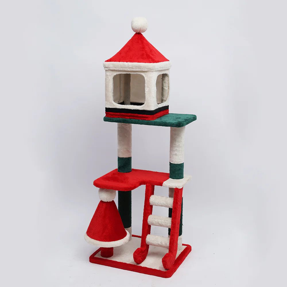 CATIO Christmas Palace Multi-level 3 Cat Tree with Cave 53x43x144cm - Image 12