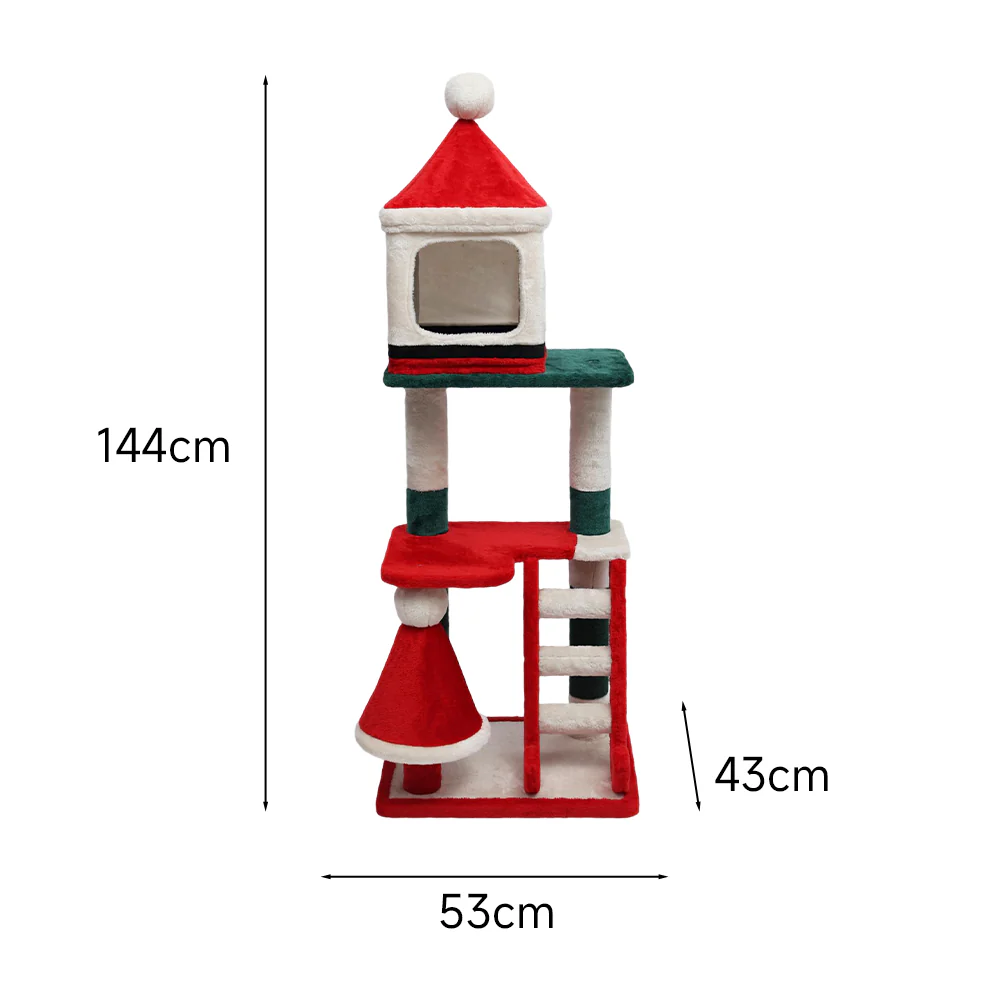 CATIO Christmas Palace Multi-level 3 Cat Tree with Cave 53x43x144cm - Image 13