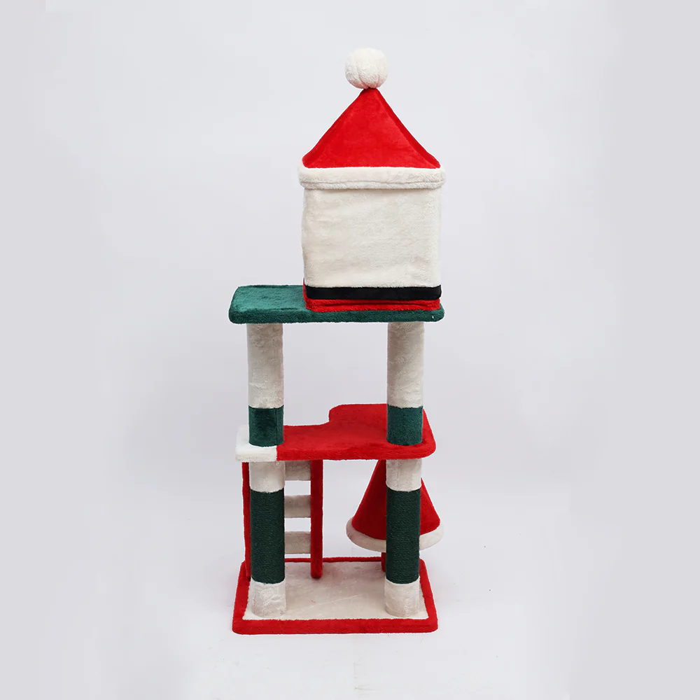 CATIO Christmas Palace Multi-level 3 Cat Tree with Cave 53x43x144cm - Image 3
