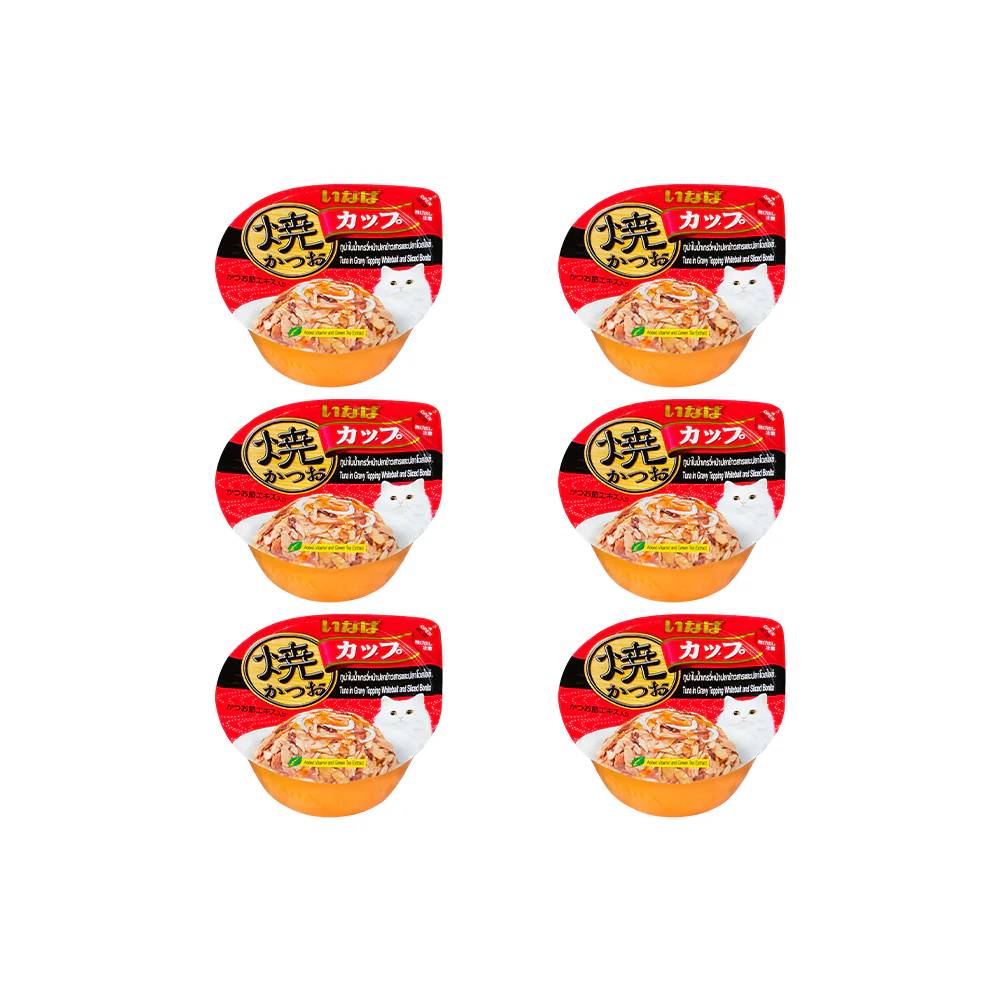 CIAO Tuna Flake In Whitebait & Sliced Bonito Gravy Cat Treats 70g (cupped) - Image 3