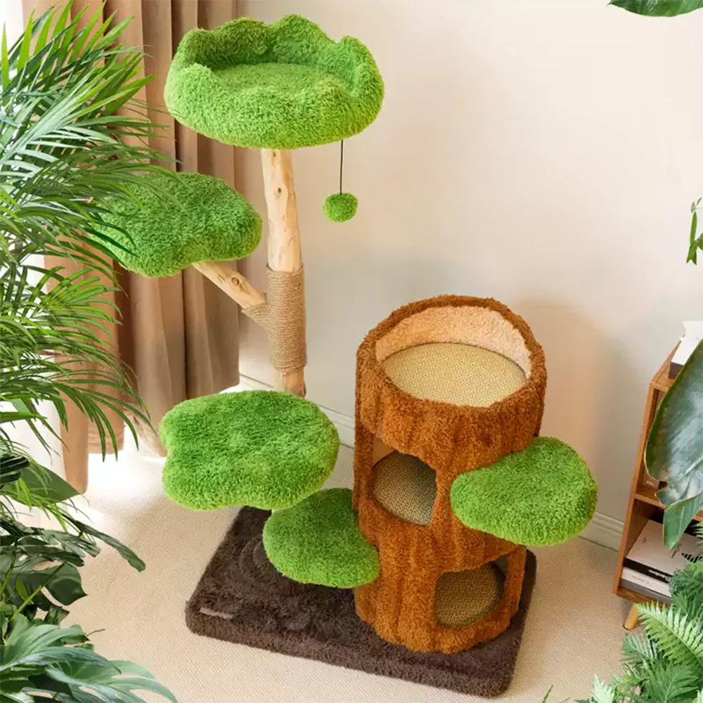 CMISSTREE Five-Level Tree Hollow Solid Wood Cat Tree - Image 4