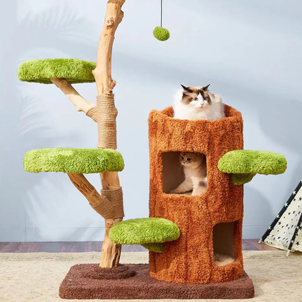 CMISSTREE Five-Level Tree Hollow Solid Wood Cat Tree - Image 6