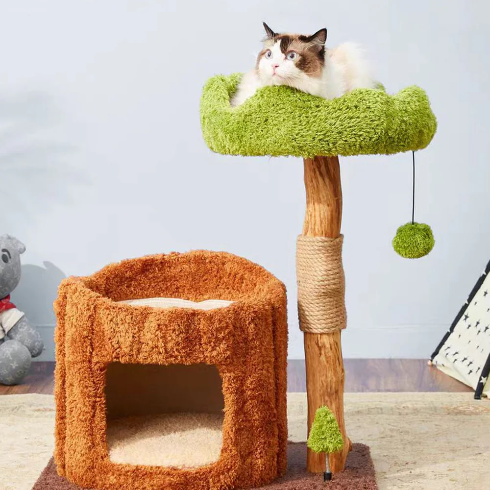 CMISSTREE Single-Level Tree Hollow Solid Wood Cat Tree - Image 3