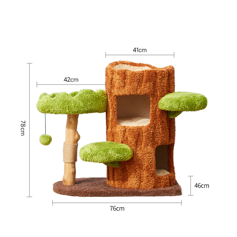 CMISSTREE Two-Level Tree Hollow Solid Wood Cat Tree - Image 12
