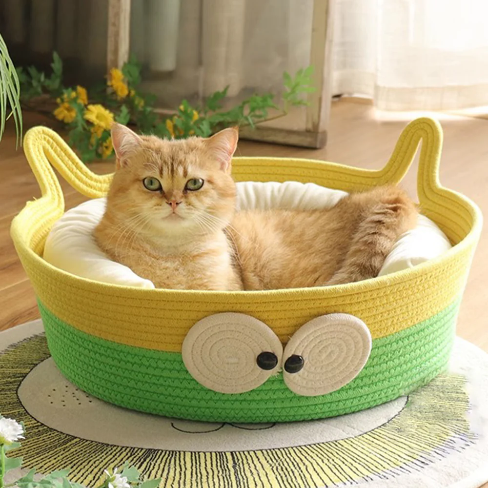 Cute Round Woven Cat Bed - Image 2