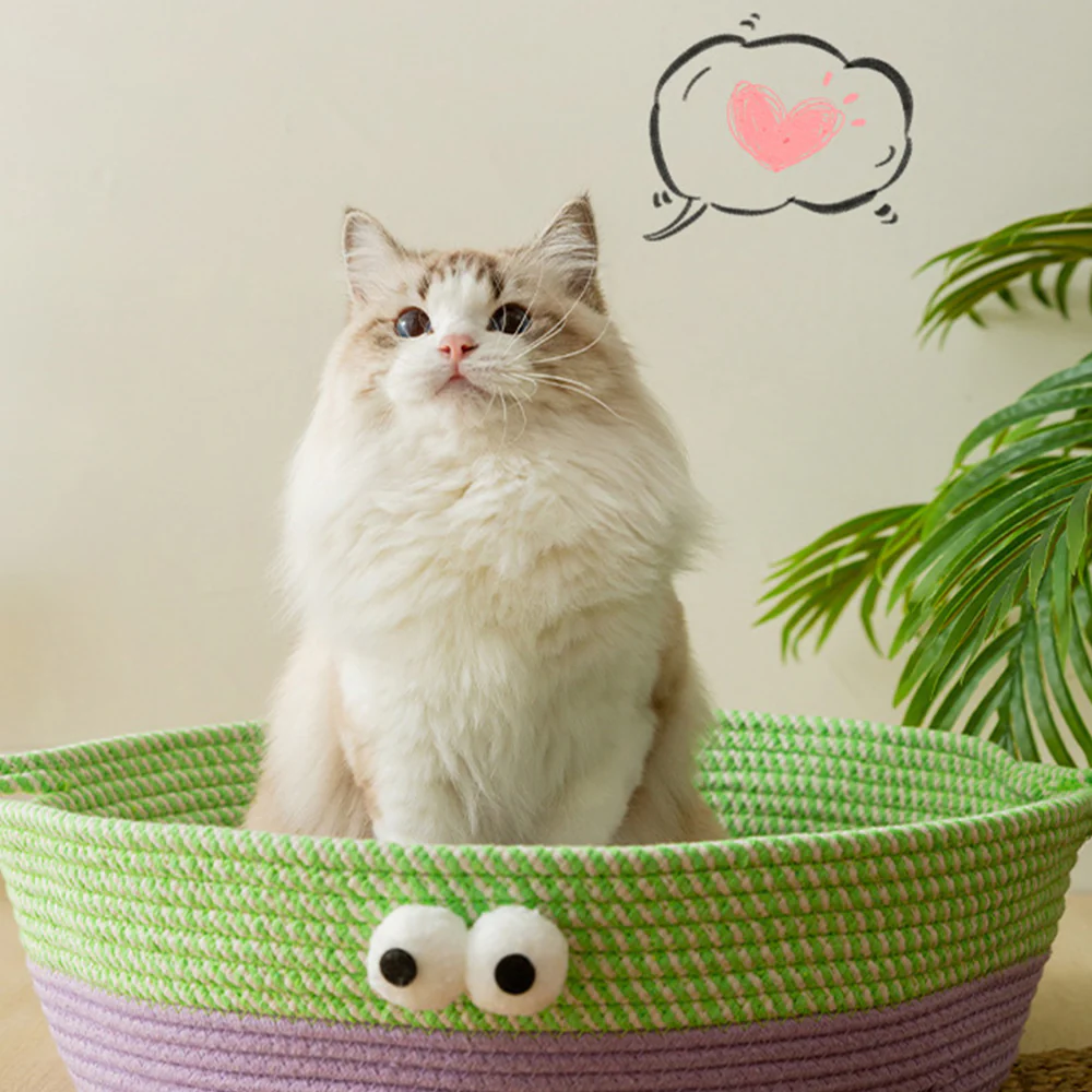 Cute Round Woven Cat Bed - Image 7
