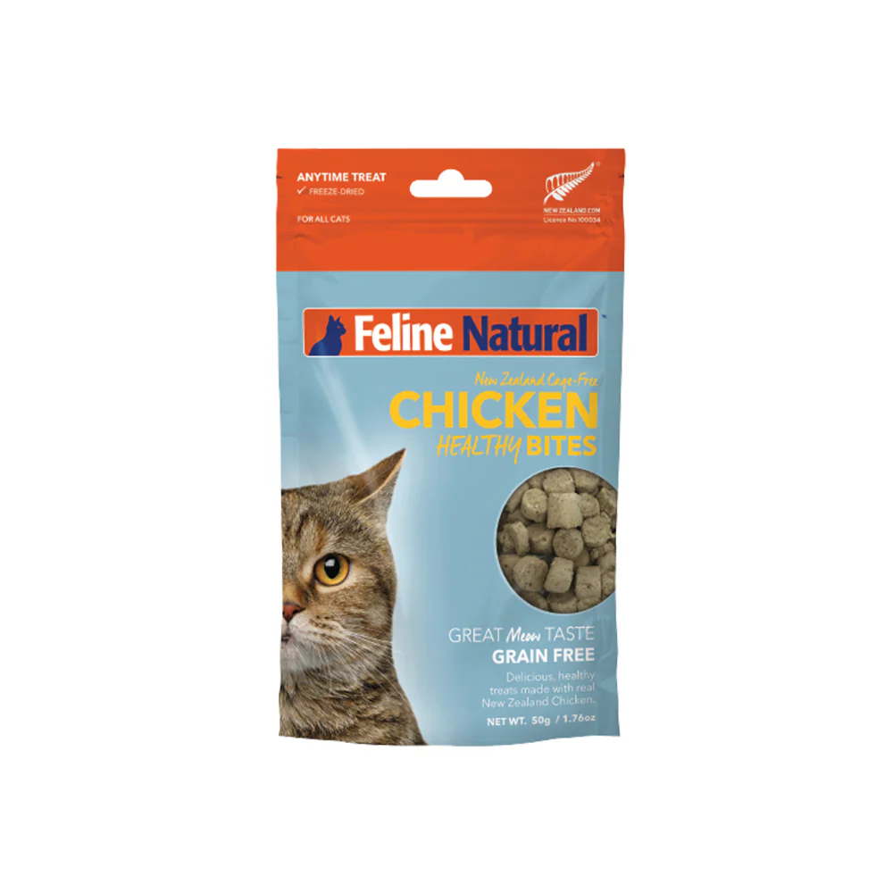 FELINE NATURAL Chicken Healthy Bites Grain Free Cat Treats 50g