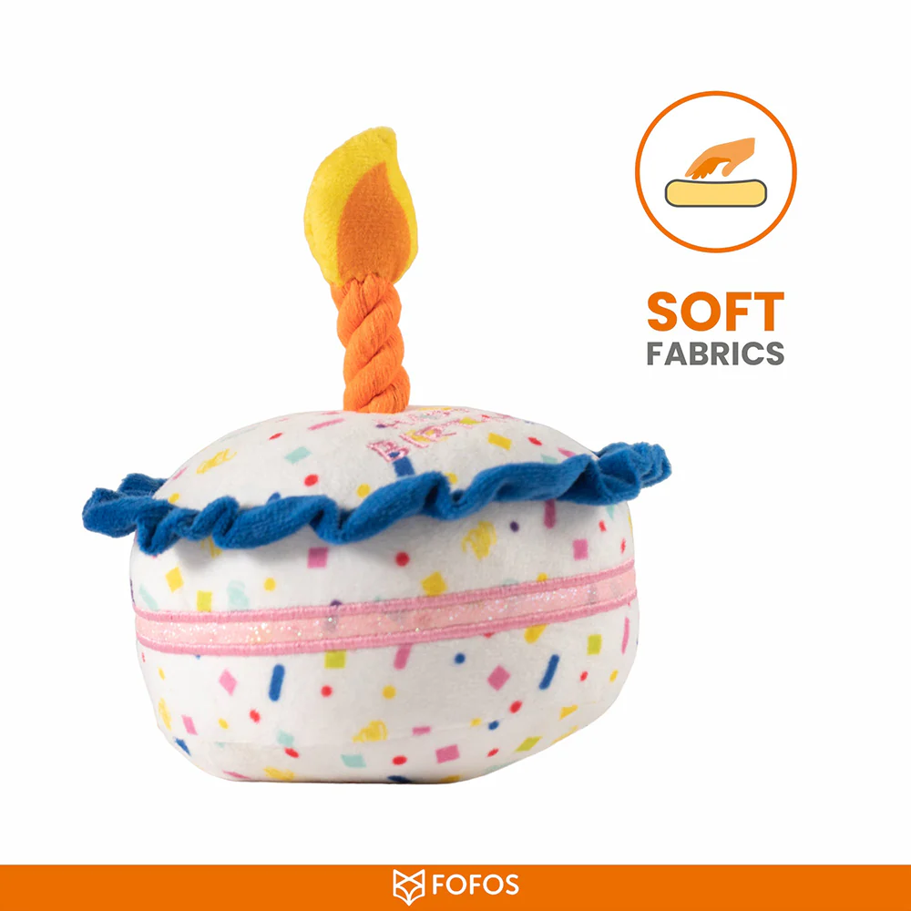 FOFOS Birthday Cake Plush Squeaky Dog Toy - Image 2