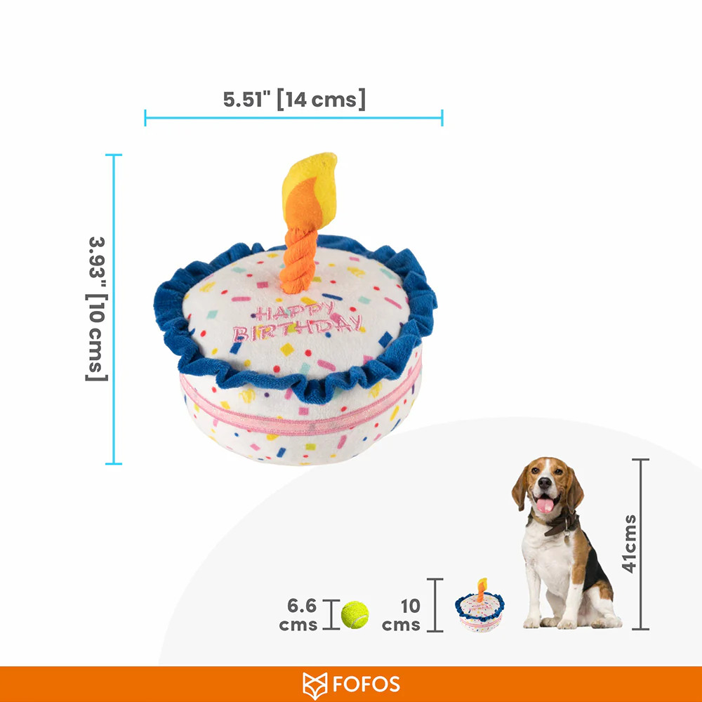 FOFOS Birthday Cake Plush Squeaky Dog Toy - Image 3