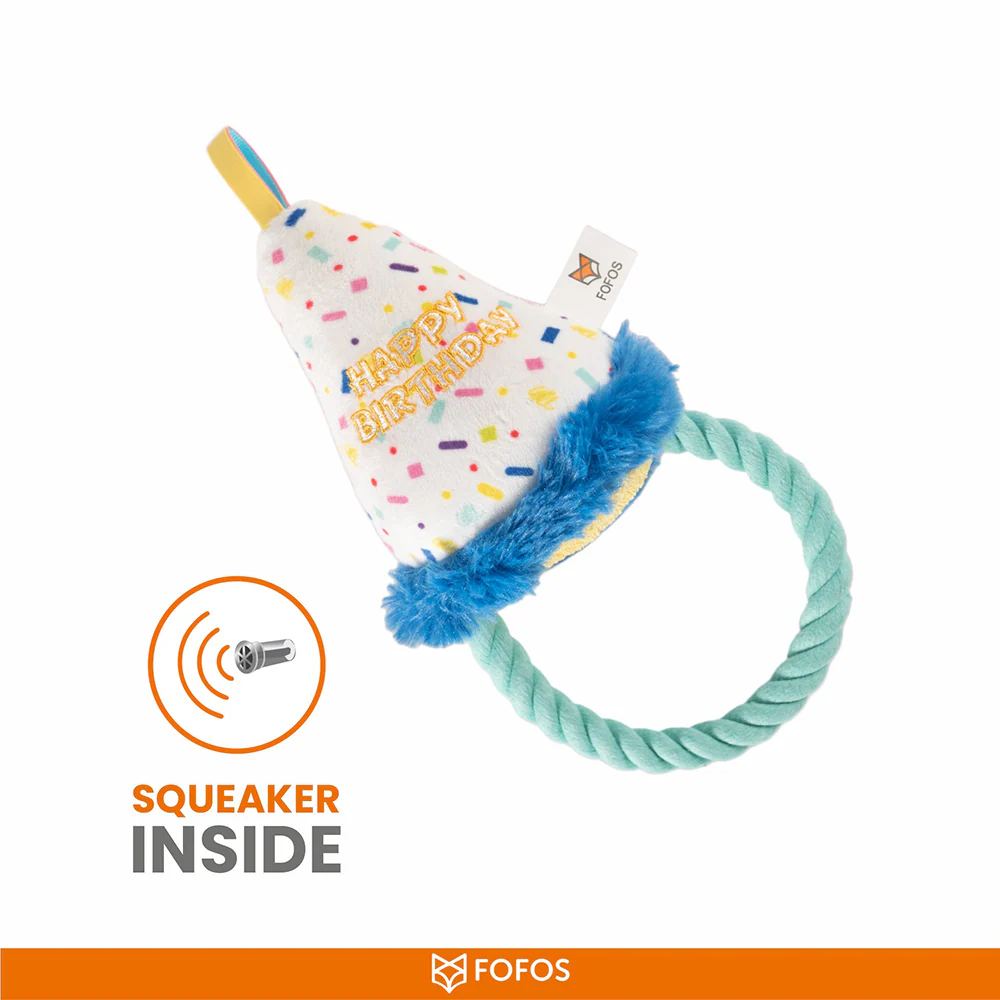 FOFOS Birthday Hat Plush Squeaky Dog Toy - Image 5