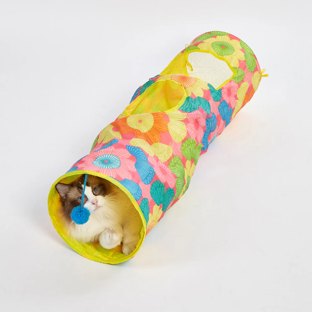 FOFOS Floral Pop-up Tunnel Cat Toy - Image 2