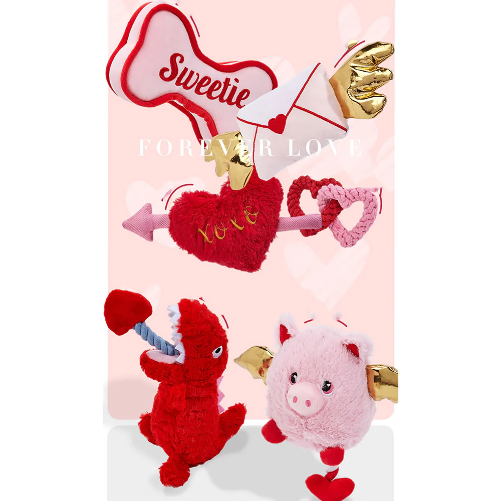 FOFOS Love Pig Plush Squeaky Dog Toy - Image 4