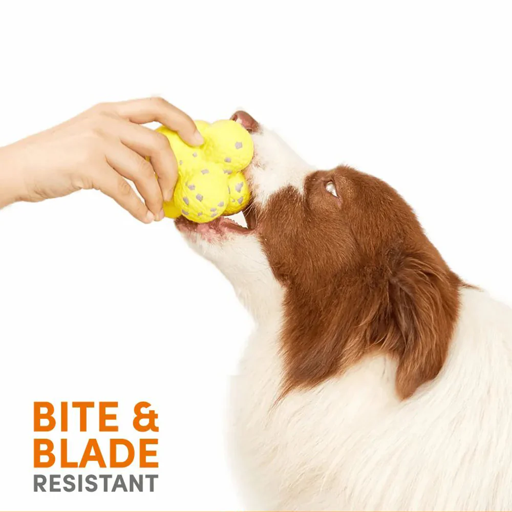 FOFOS The Amazing Ultra-Durable Yellow/Grey Bounce Dog Toy Ball - Image 4