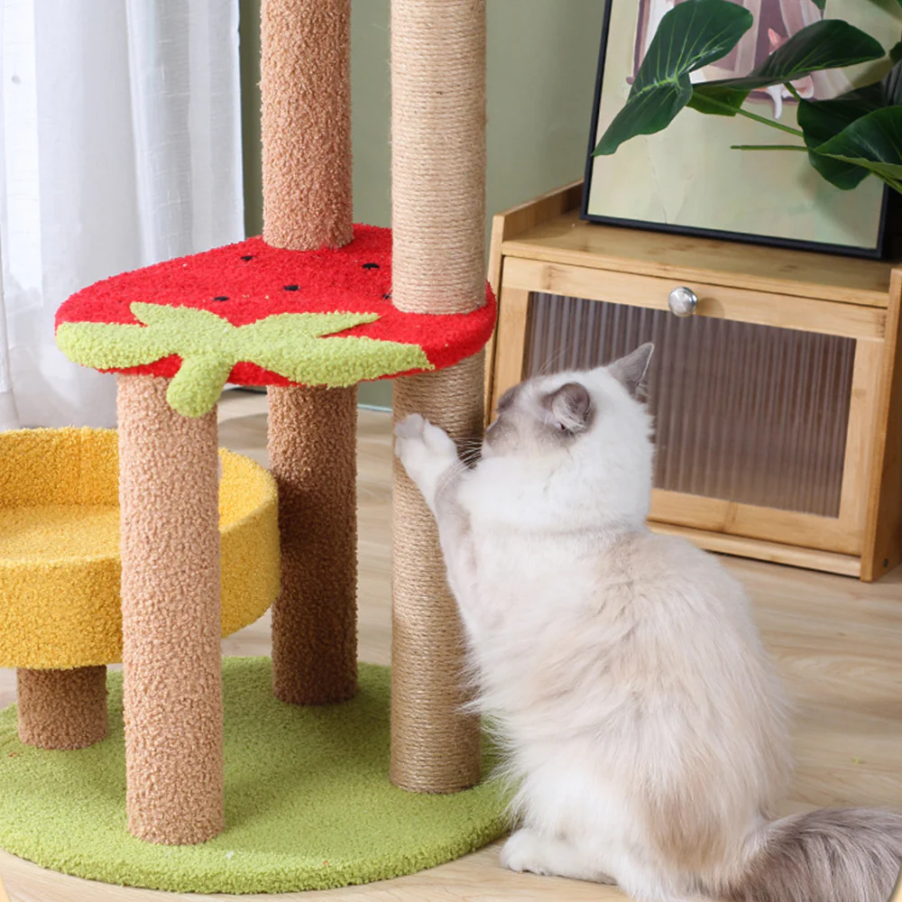 Fruit 3-Level Sisal Cat House And Tree 92x45x45cm - Image 3