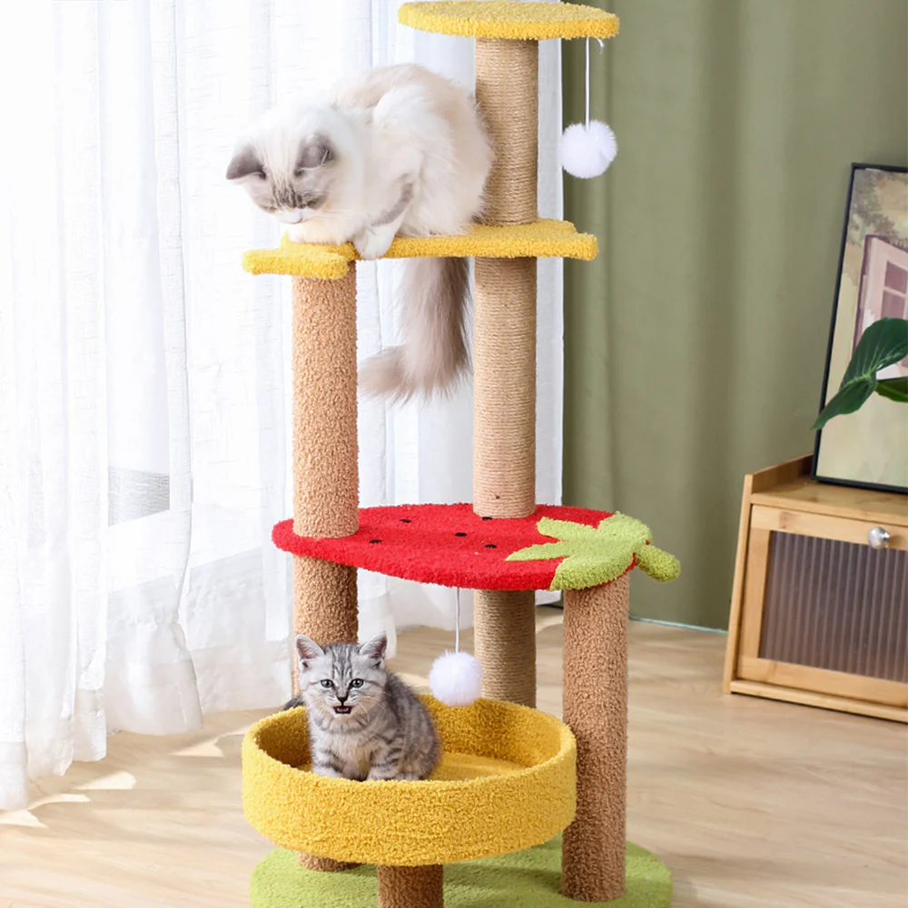 Fruit 3-Level Sisal Cat House And Tree 92x45x45cm - Image 6