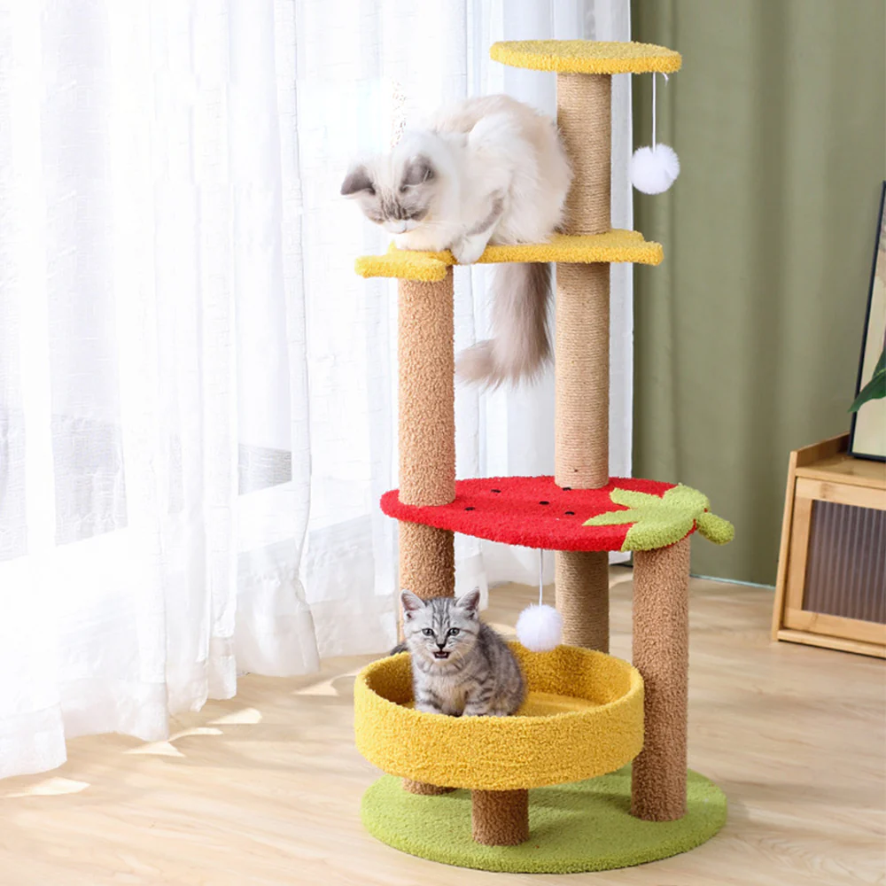 Fruit 3-Level Sisal Cat House And Tree 92x45x45cm - Image 7