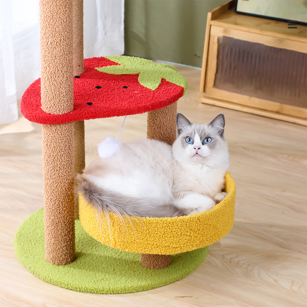 Fruit 3-Level Sisal Cat House And Tree 92x45x45cm - Image 8