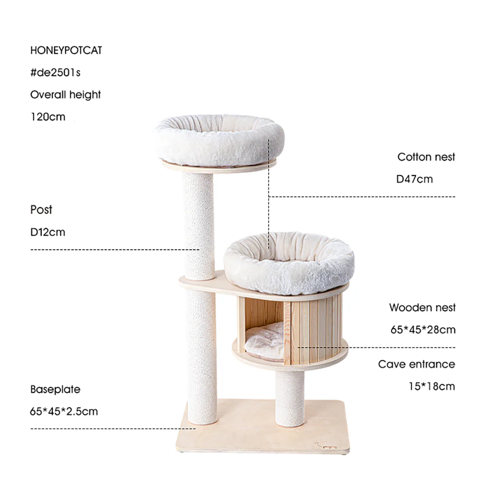 HONEYPOTCAT Classic Solid Wood Cat Tree de2501/de2501s/de2501pro+ - Image 8