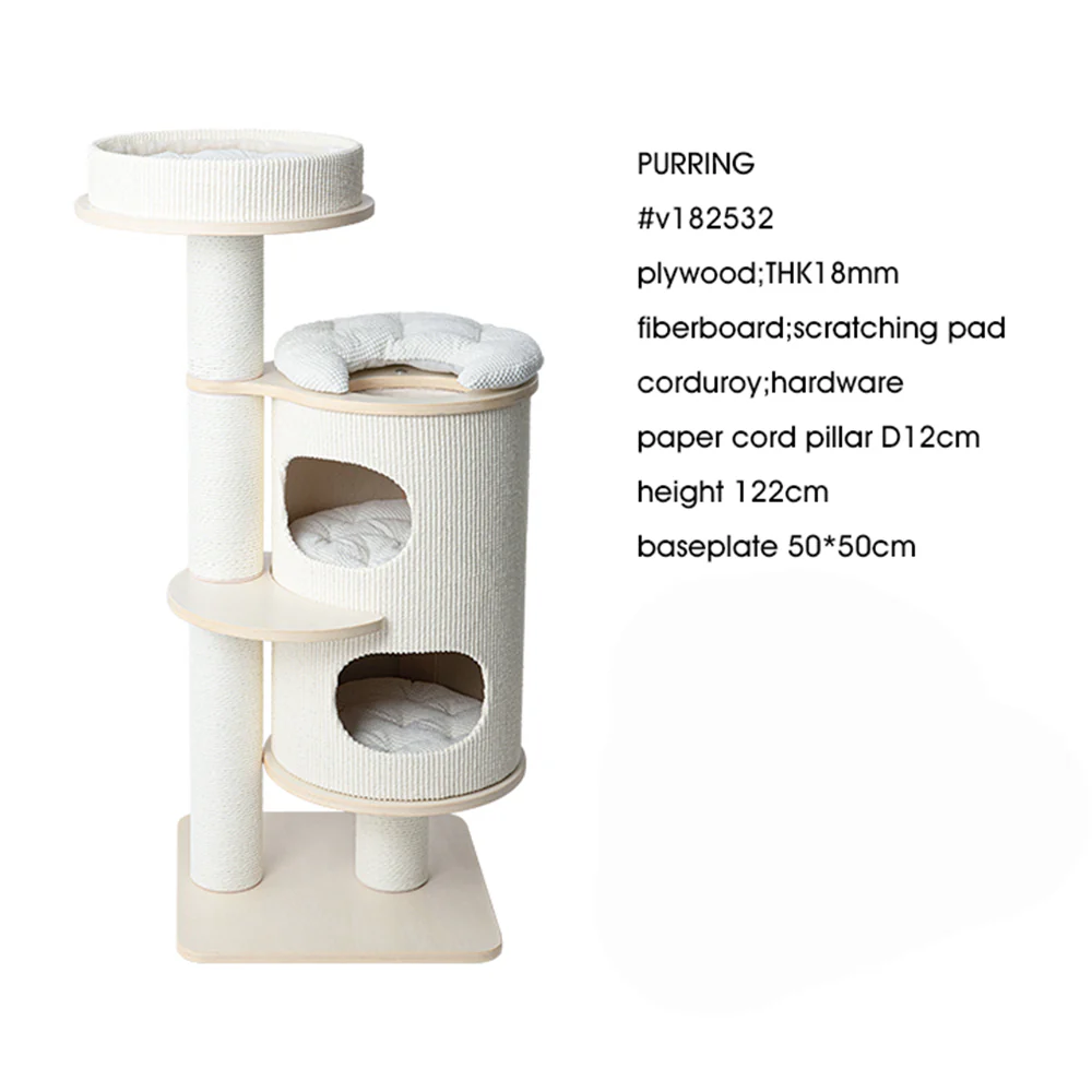 HONEYPOTCAT PURRING Plush & Sisal Barrel Cat Tower - 122cm 182532 - Image 5