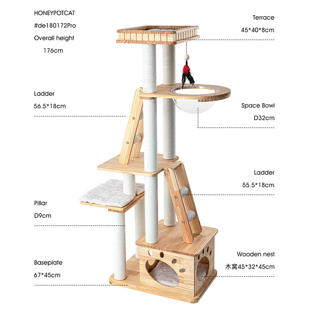HONEYPOTCAT Wood Retreat Cat Furniture de180172/de180172pro/de180172ext - Image 7