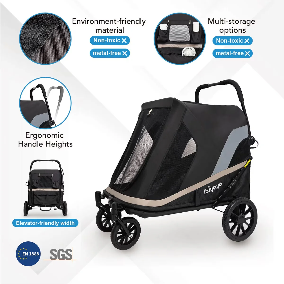 IBIYAYA Grand Cruiser Dog Stroller For Up To 50Kg - Image 5