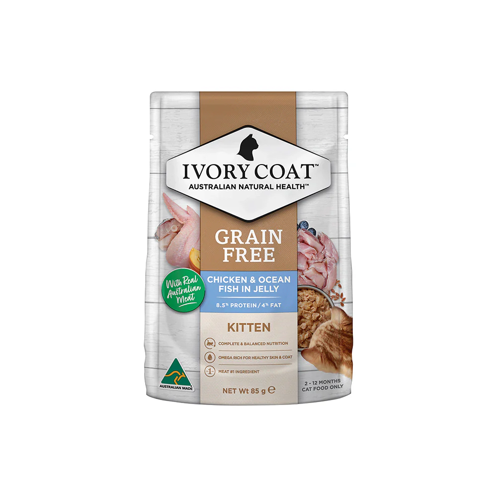 IVORY COAT Grain Free Chicken & Ocean Fish Jelly Kitten Wet Cat Food 85g x 12 - Image 3