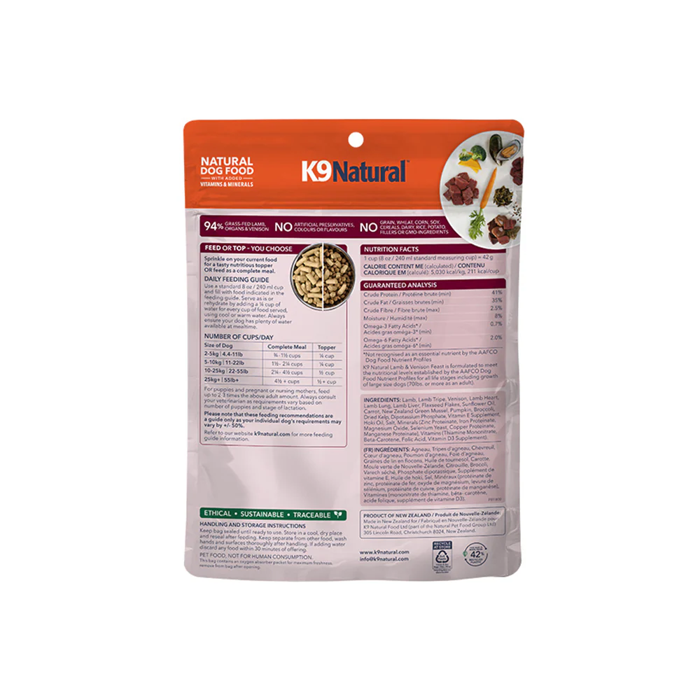 K9 NATURAL Lamb & Venison Freeze Dried Dog Food - Image 12