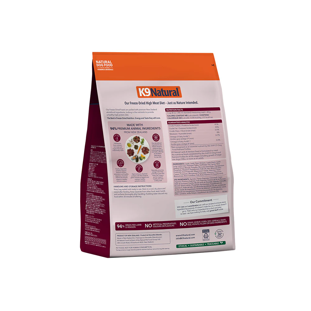 K9 NATURAL Lamb & Venison Freeze Dried Dog Food - Image 14