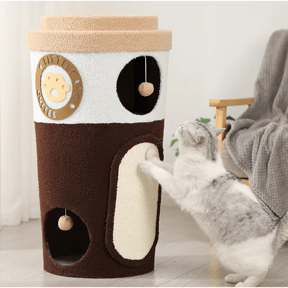 MARTINA Milk Tea Cup Cat Dual-Level Condo L - Image 2