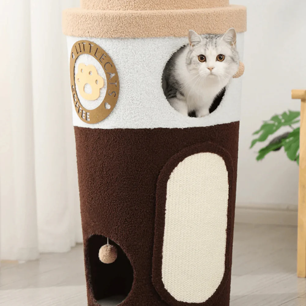 MARTINA Milk Tea Cup Cat Dual-Level Condo L - Image 3