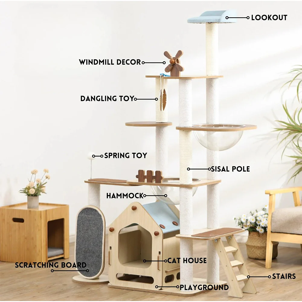 MARTINA Windmill Solid Wood Cat Climbing Tree PRO - Image 3