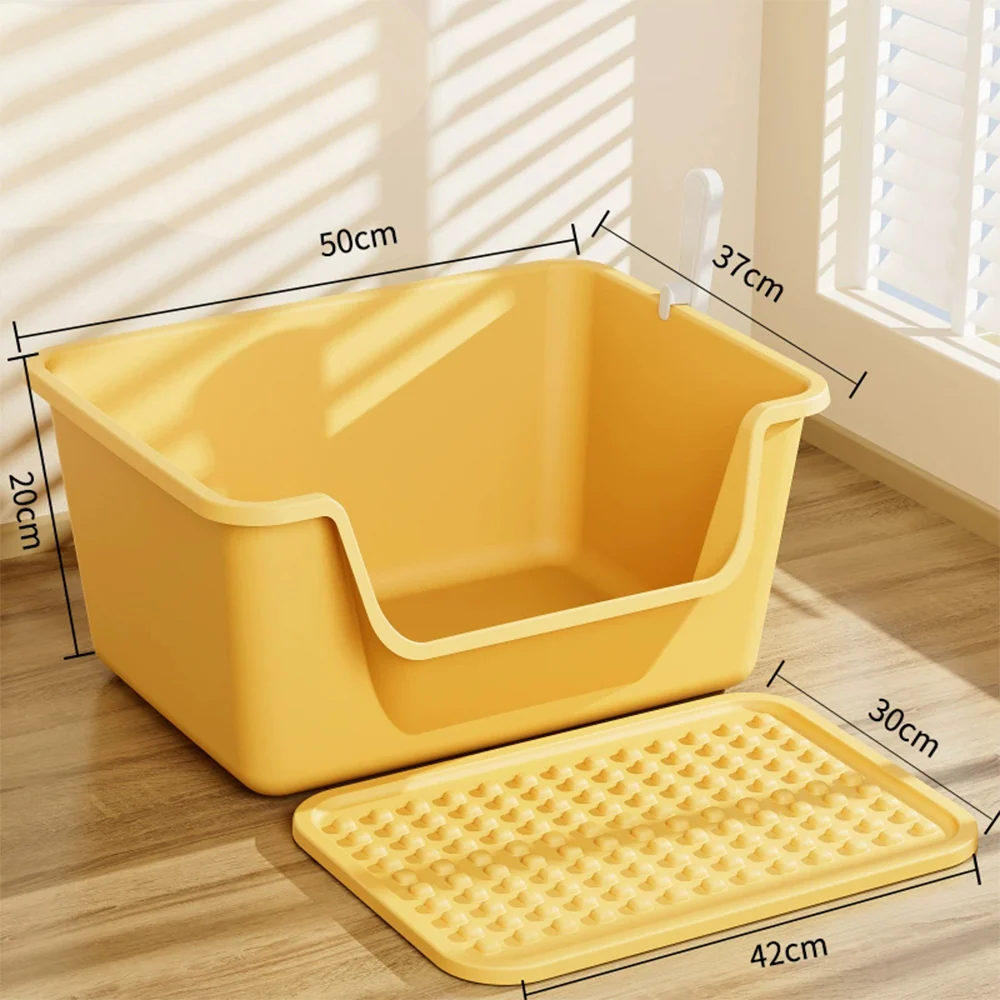 Large Cat Litter Box with Anti-Tracking Mat – 50cm Open Litter Tray Set - Image 3