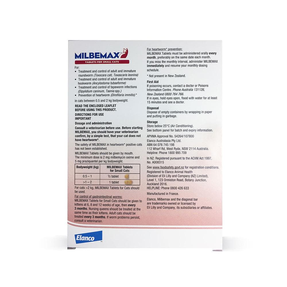 MILBEMAX Allwormer Treatment for Small Cats (0.5-2kg) 2 tabs - Image 4