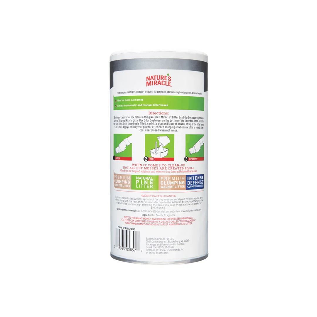 NATURE'S MIRACLE Cat Litter Box Odour Destroyer Powder 567g - Image 2