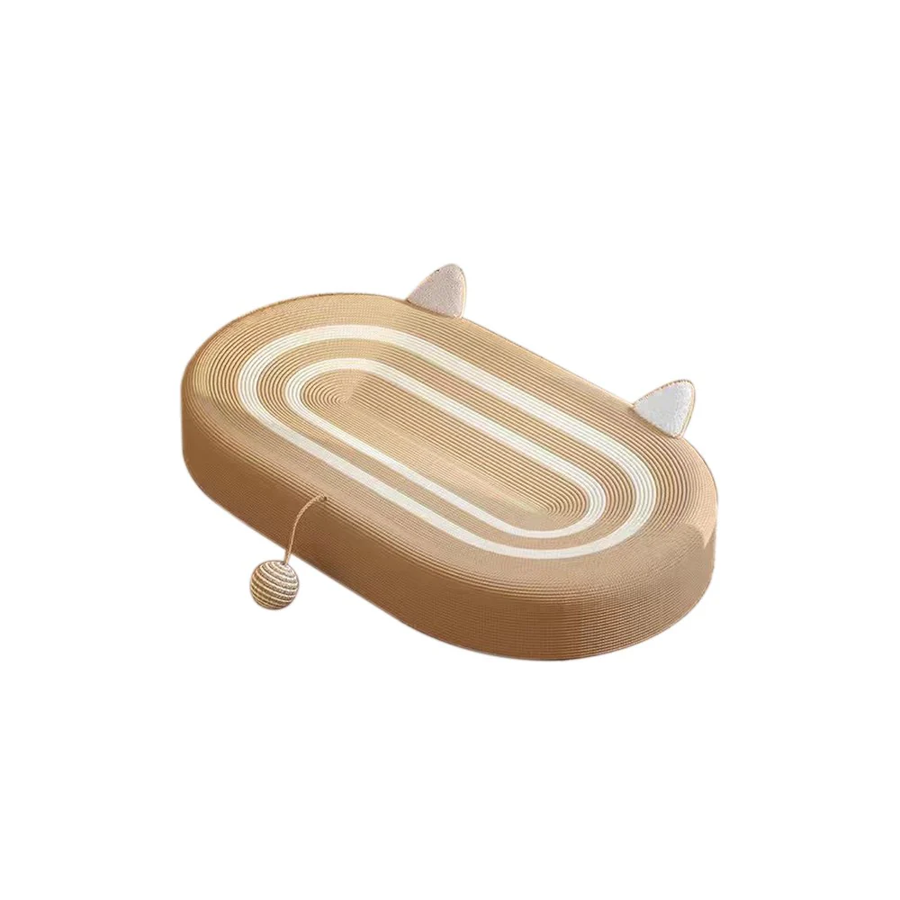 Oval-shaped Extra Large Sisal Cat Scratcher With Ears - 61X40X9 cm - Image 2