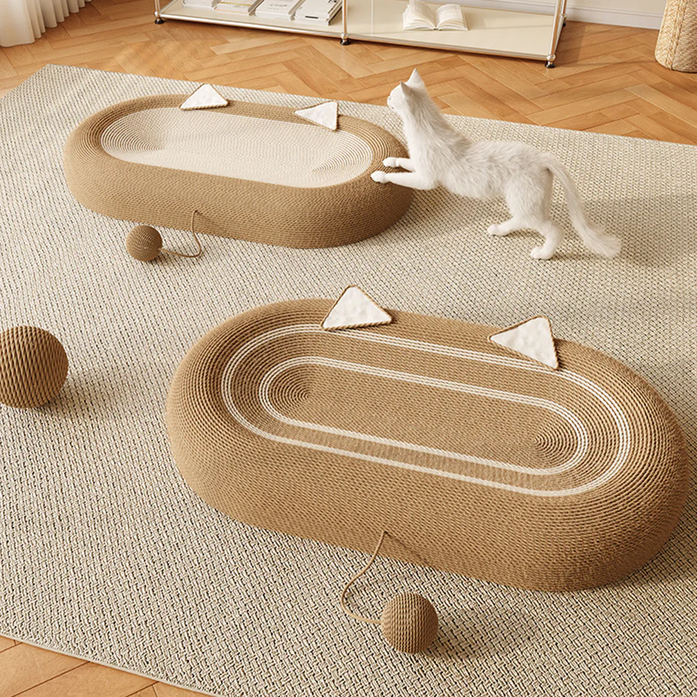 Oval-shaped Extra Large Sisal Cat Scratcher With Ears - 61X40X9 cm - Image 8