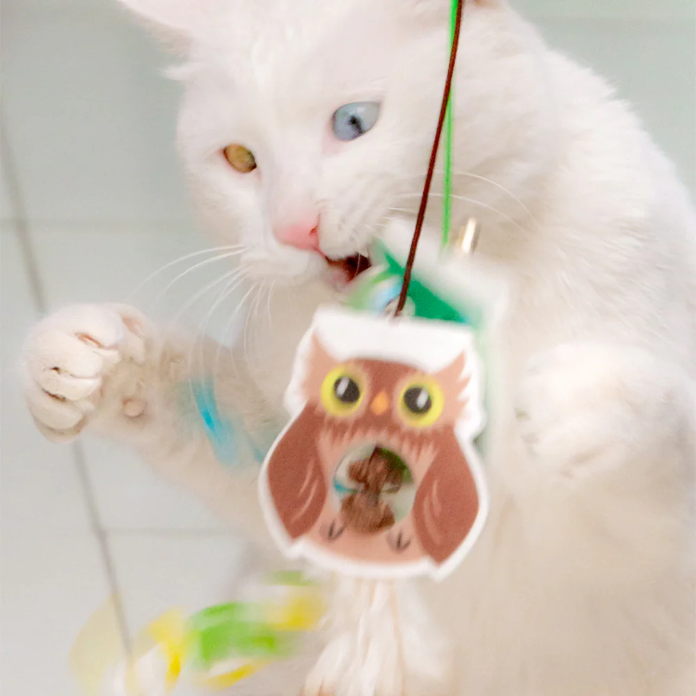Owl Hanging Door with Elastic Swing & Catnip Ball Cat Toy - Image 3