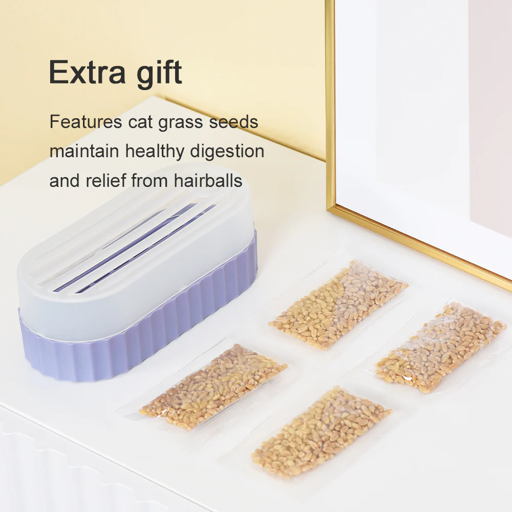 PAKEWAY Green Cat Grass Pot with 2 pcs bags of Wheat Seed - Image 9