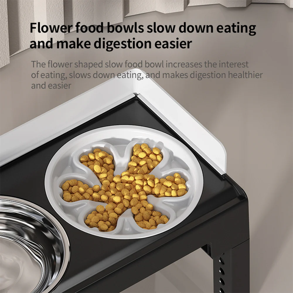 PAKEWAY Lifting Bowl With Five Height Adjustable(One Steel Bowl, One Slow Feeder) - Image 8
