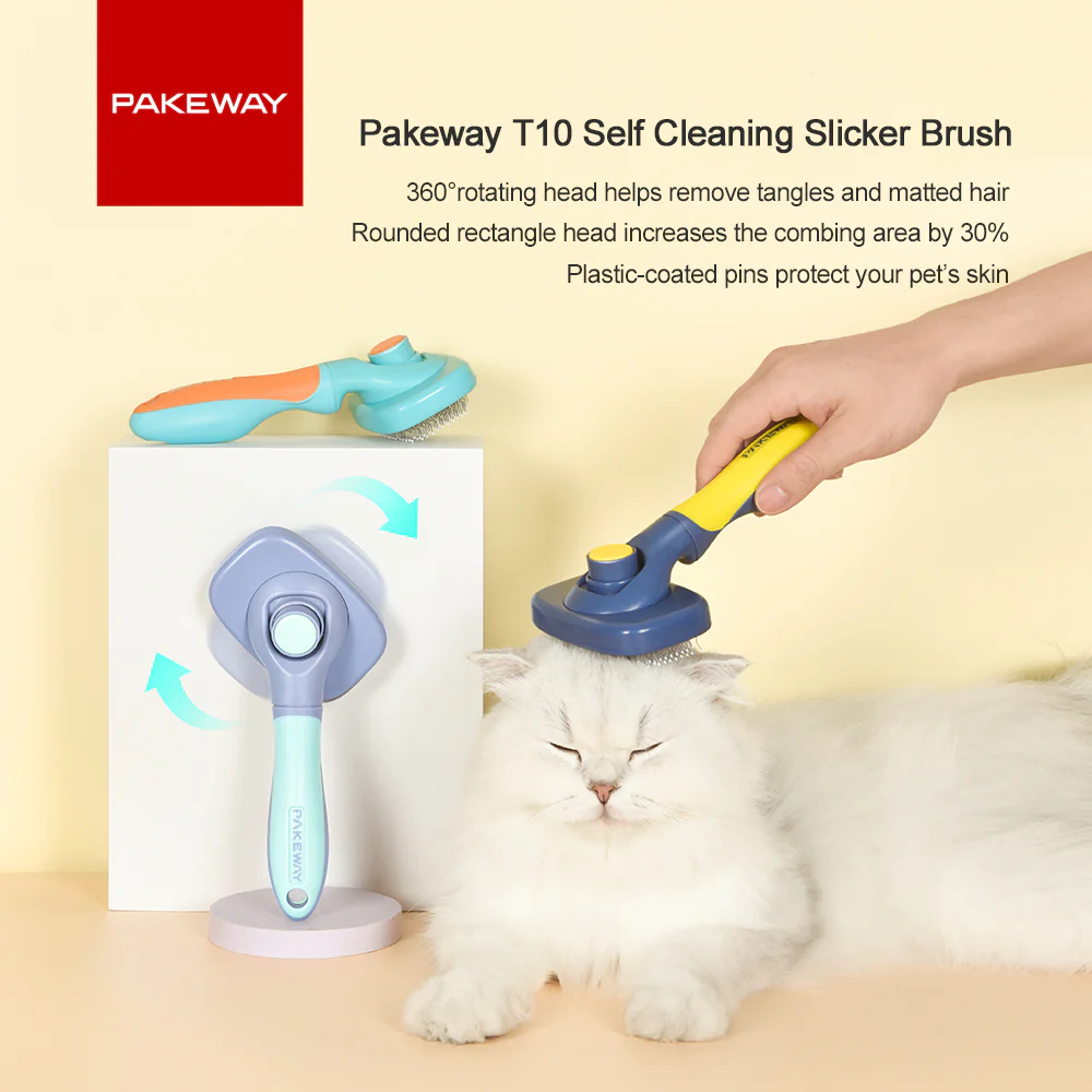 PAKEWAY Green & Purple T10 Self-Cleaning Slicker Brush Max (Extra Large) - Image 13