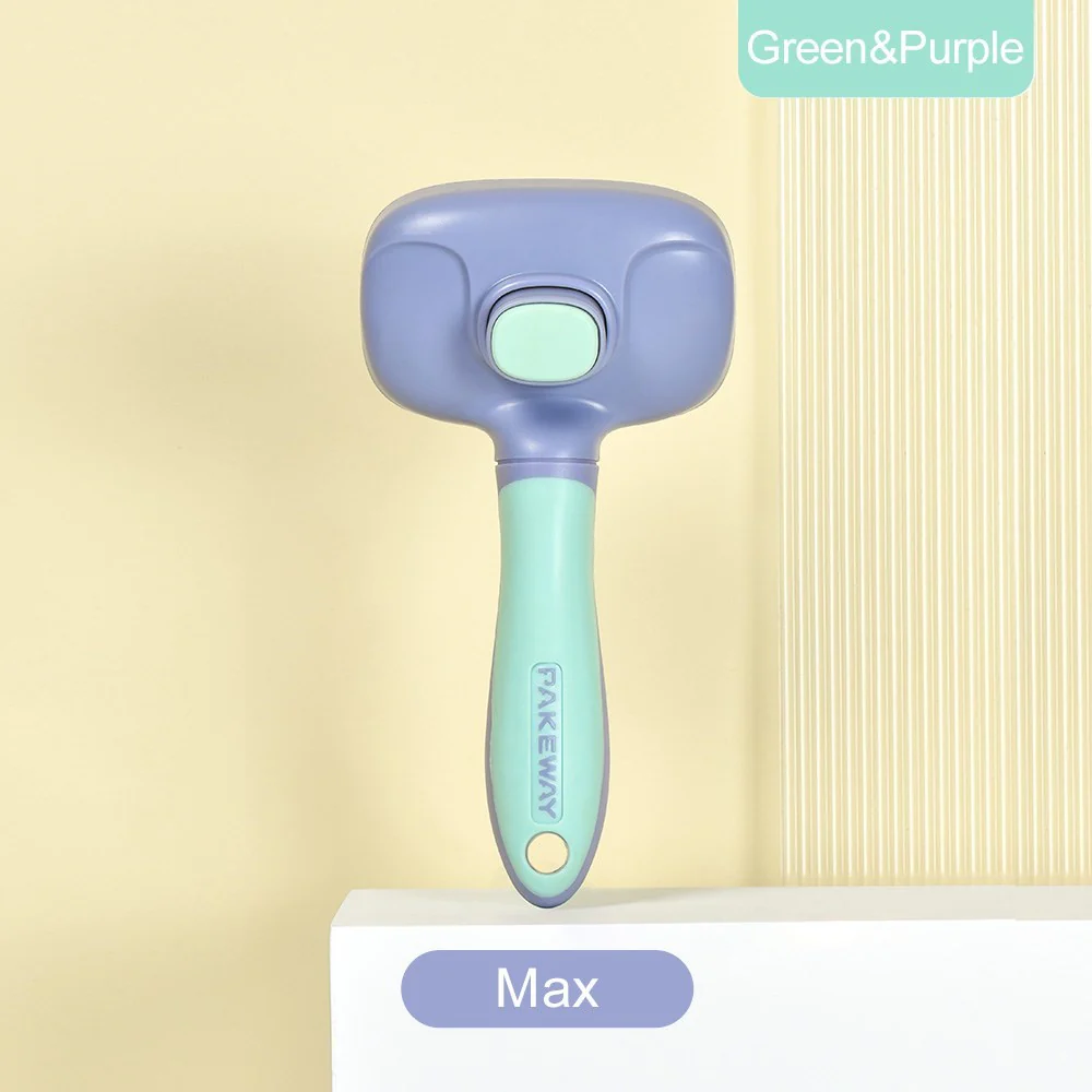 PAKEWAY Green & Purple T10 Self-Cleaning Slicker Brush Max (Extra Large) - Image 2