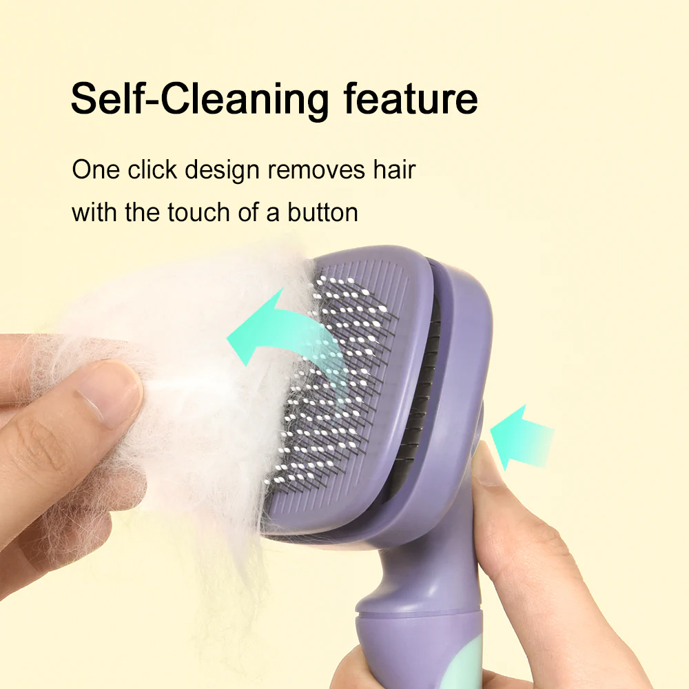 PAKEWAY Green & Purple T10 Self-Cleaning Slicker Brush Max (Extra Large) - Image 6
